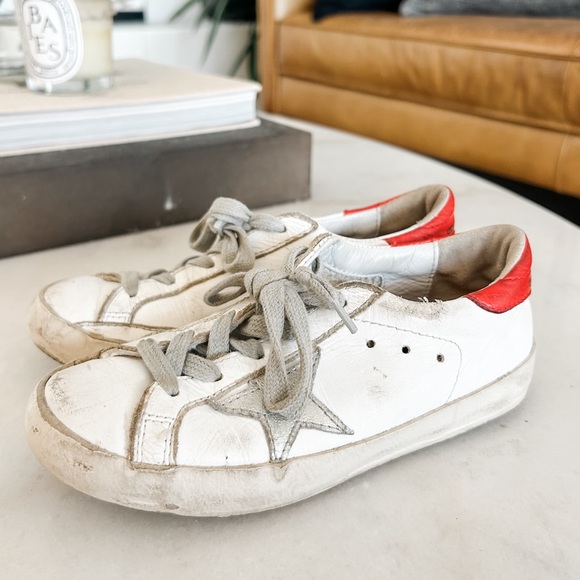 GOLDEN GOOSE KIDS CHILDRENS RED SILVER WHITE LEATHER SNEAKERS SIZE 30 - Picture 5 of 6
